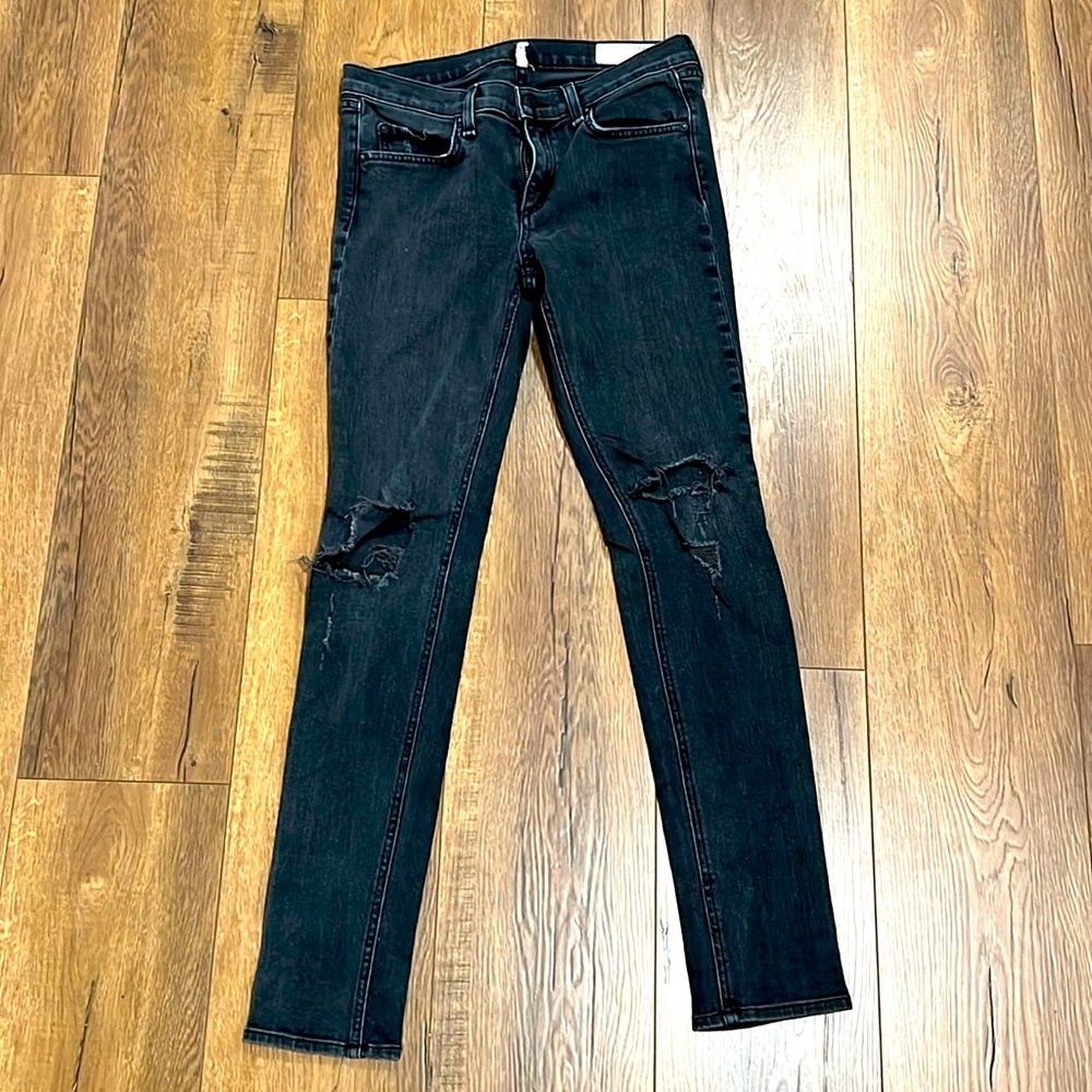 Rag and Bone Size 28 Skinny Jean in Color Rock with holes.